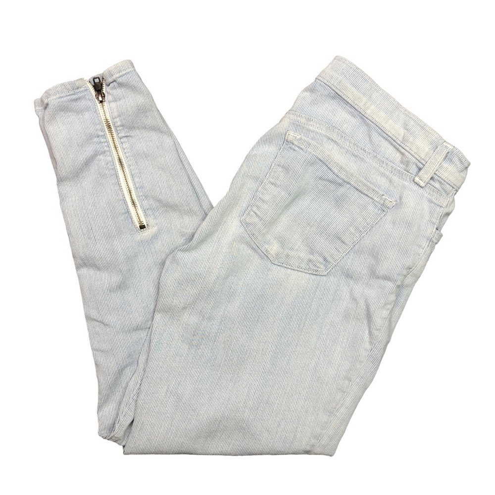J Brand Tracks engineer stripe tapered jeans back ankle zip mid rise 28